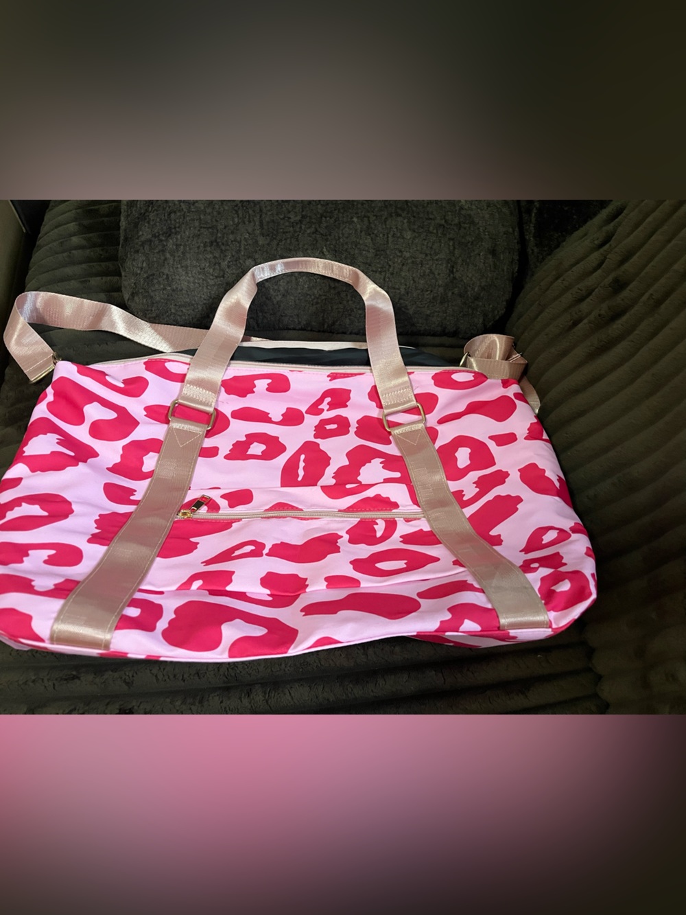 Pink Leopard Print Weekend Tote Bag